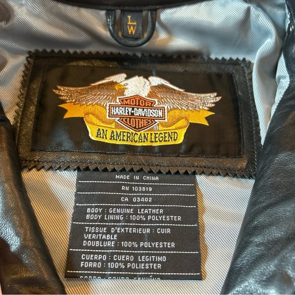 Harley Davidson Leather Jacket Women's Sz Large Black Heavy Biker Riding Studded - Picture 7 of 11